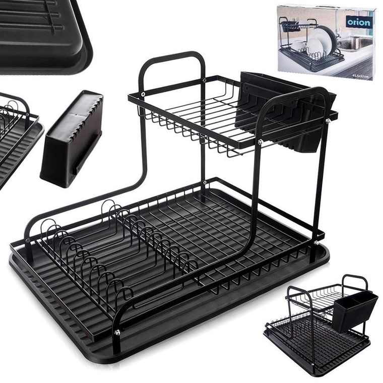 Orion, Radka, suszarka na naczynia, 2-poziomowa, czarna, 42,5-32-29 cm
