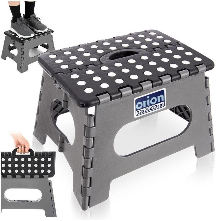 Orion, schodek antypoślizgowy, czarny, 150 kg, 32-25-22 cm