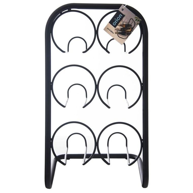 Orion, stojak na wino, metalowy czarny, 6 butelek, 22.5-39 cm