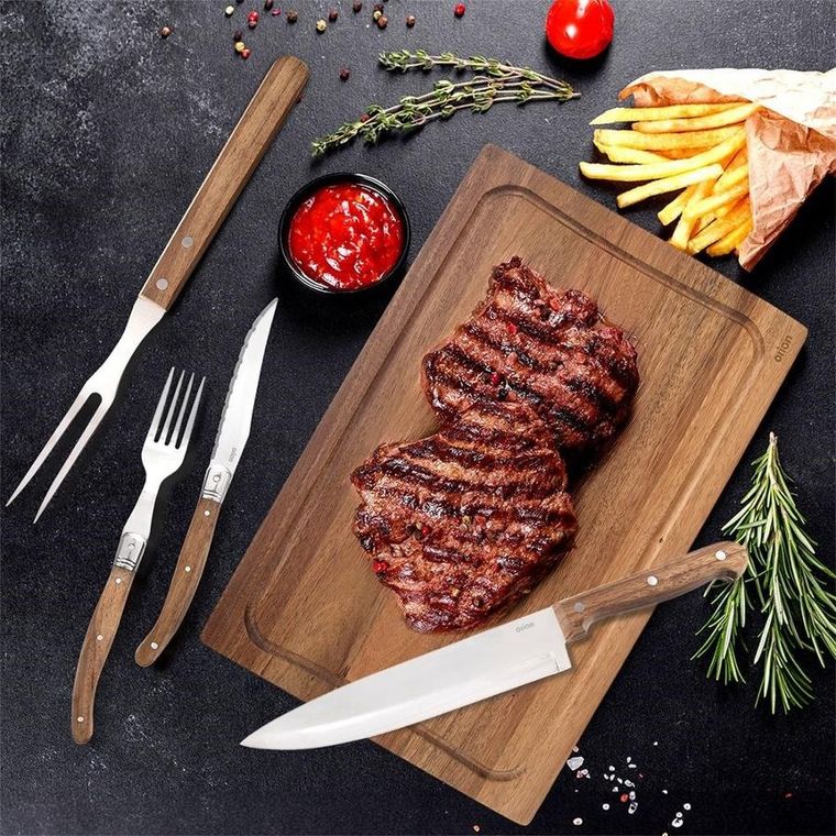 Orion, sztućce do steków i burgerów, stalowe, 15 elementów