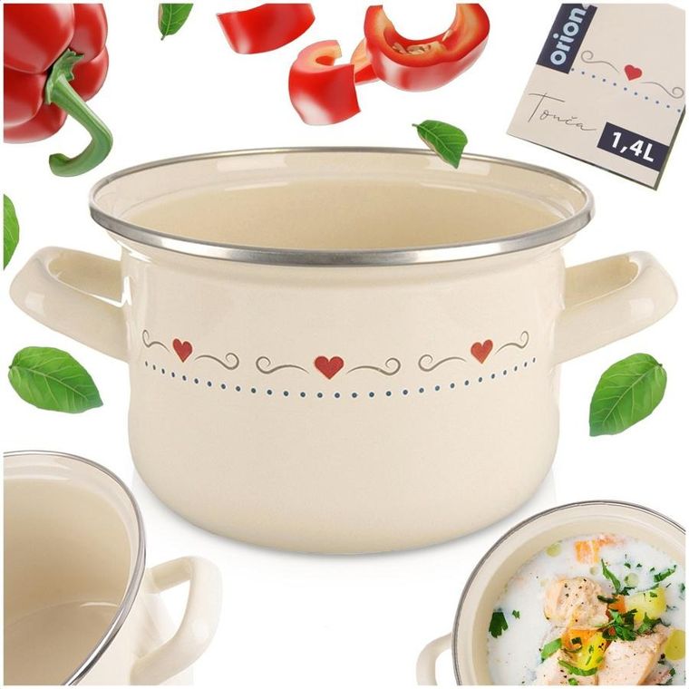 Orion, Tonca, garnek emaliowany, kremowy, 16 cm, 1,4 l