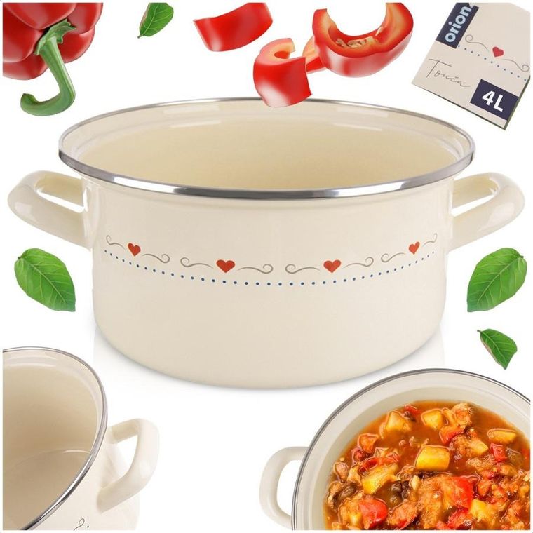 Orion, Tonca, garnek emaliowany, kremowy, 24 cm, 4 l