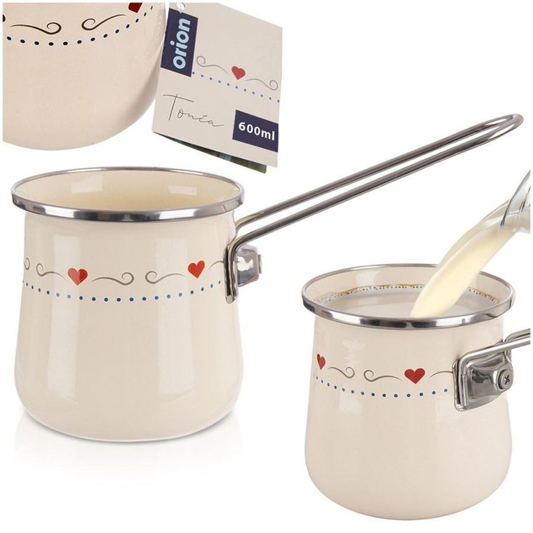 Orion, Tonca, tygielek do kawy emaliowany kremowy, 600 ml