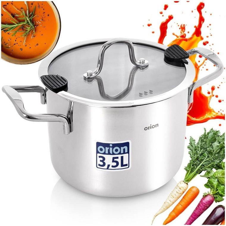Orion, Venice, garnek stalowy z pokrywką, 18 cm, 3,5l