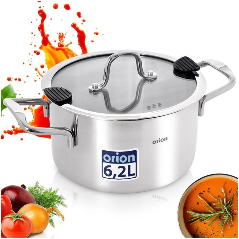 Orion, Venice, garnek stalowy z pokrywką, 24 cm, 6,2l