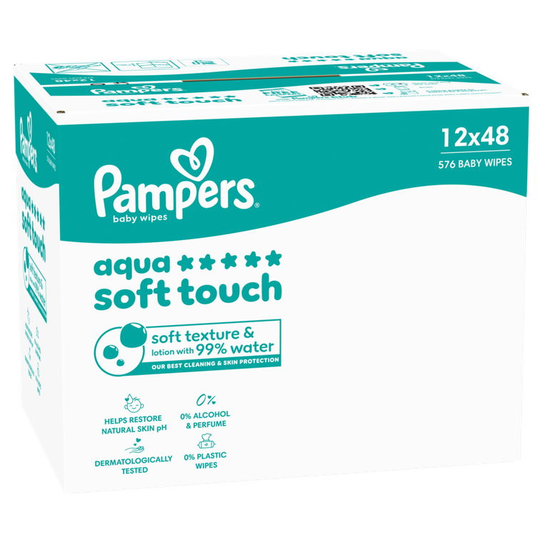 Pampers, Aqua Soft Touch, chusteczki nawilżane dla dzieci, 12-48 szt.