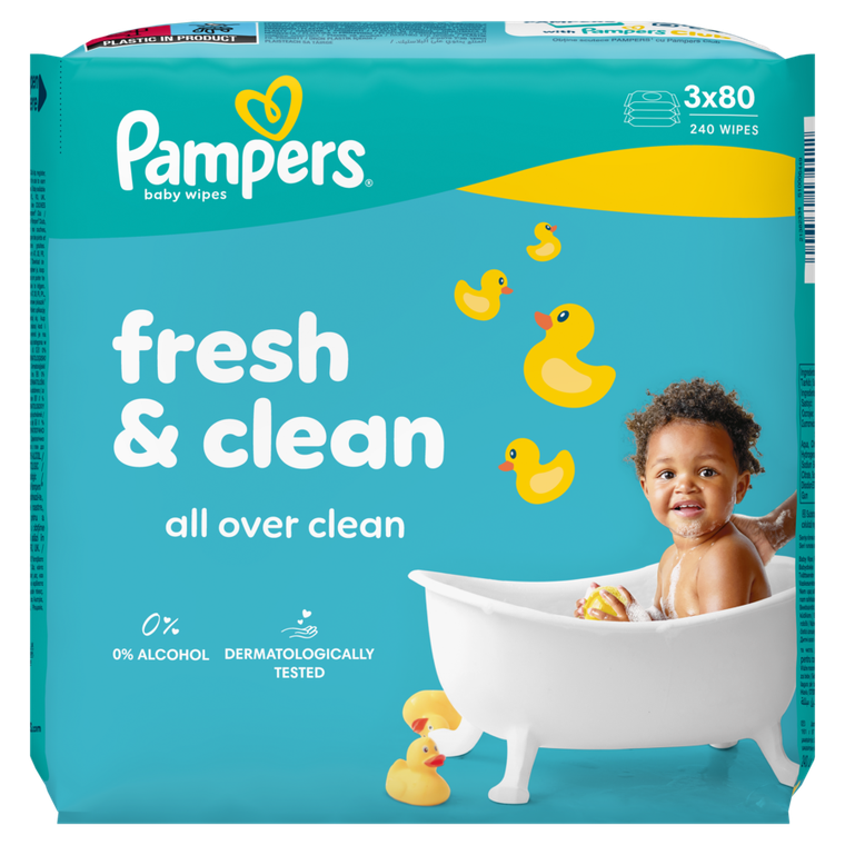 Pampers, Fresh Clean, chusteczki nawilżane dla dzieci, 3-80 szt.