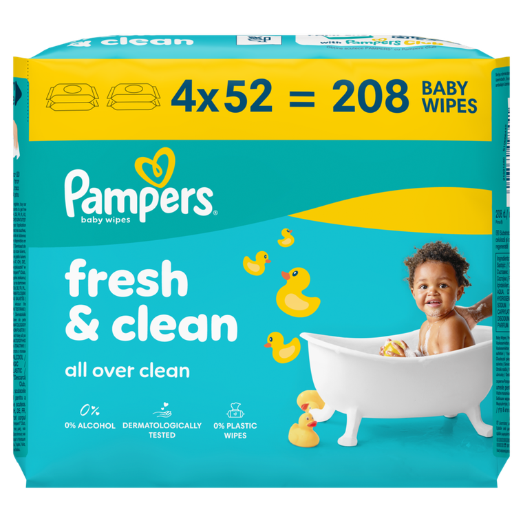 Pampers, Fresh Clean, chusteczki nawilżane dla dzieci, 4-52 szt.