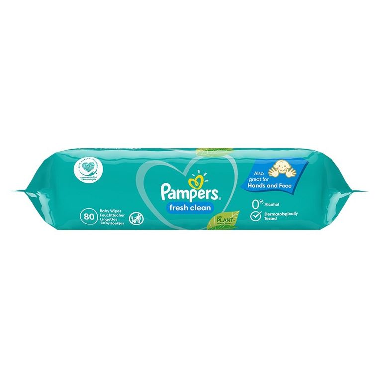 Pampers, Fresh Clean, chusteczki nawilżane dla niemowląt, 6-80 szt.