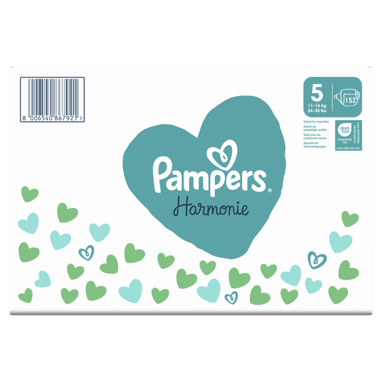 Pampers, Harmonie Baby, pieluchy jednorazowe rozmiar 5, 11-16 kg, 152 szt.