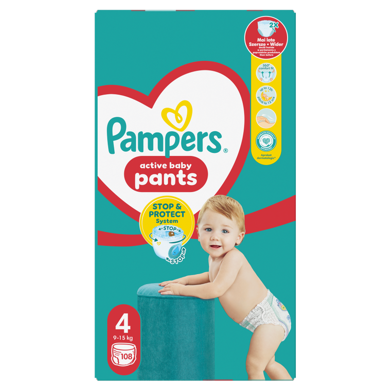 Pampers, Pants, pieluchomajtki, rozmiar 4, 9-15 kg, 108 szt.