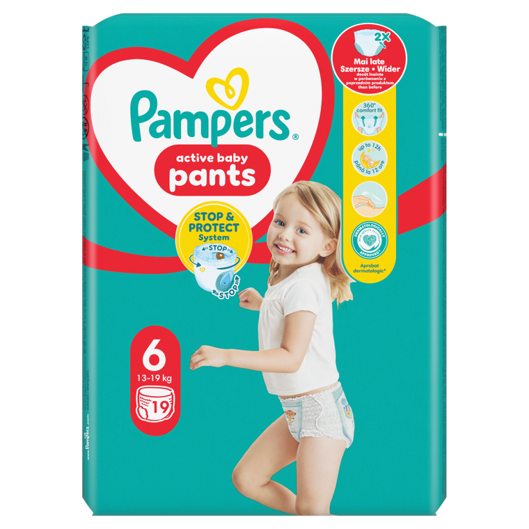 Pampers, Pants, pieluchomajtki, rozmiar 6, 13-19 kg, 19 szt.
