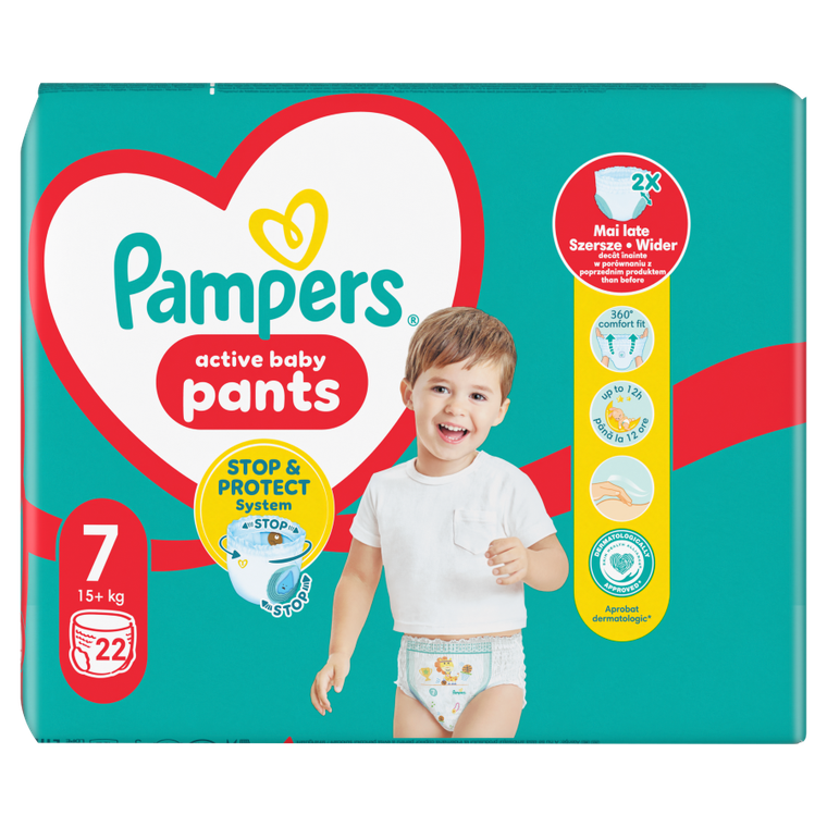 Pampers, Pants, pieluchomajtki, rozmiar 7, 15 kg+, 22 szt.
