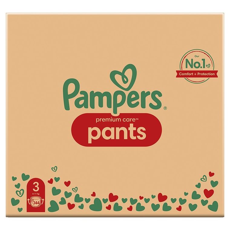 Pampers, Premium Care, pieluchomajtki, rozmiar 3, 6-11 kg, 144 szt.