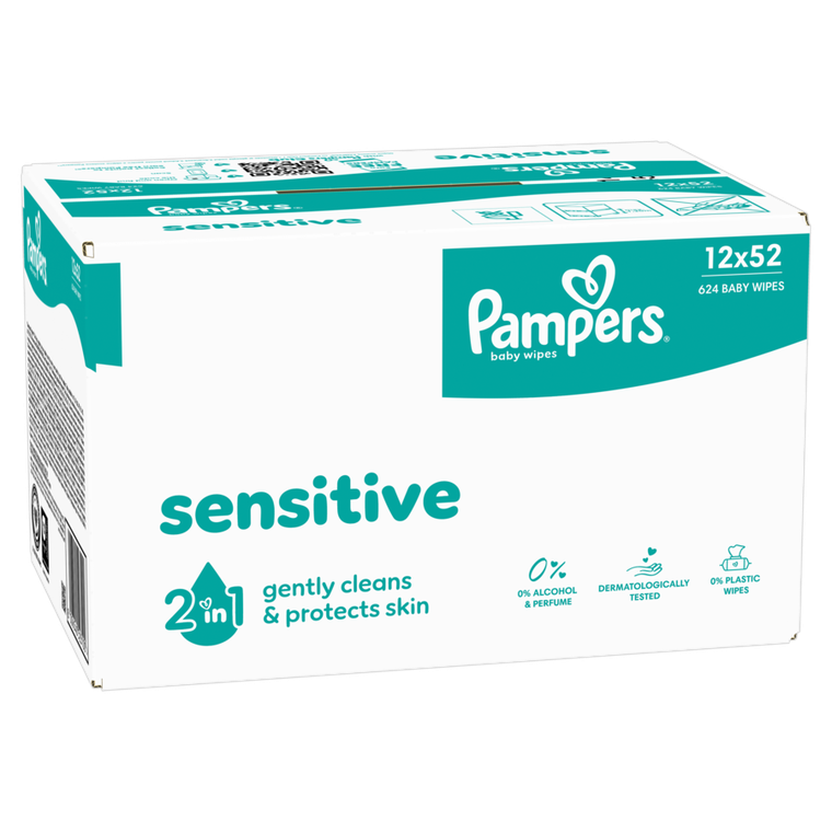Pampers, Sensitive, chusteczki nawilżane dla dzieci, 12-52 szt.
