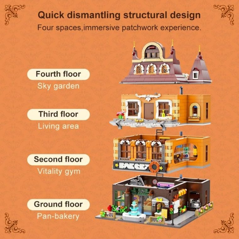 Pantasy, budynek piekarni, klocki konstrukcyjne, 2663 elementów