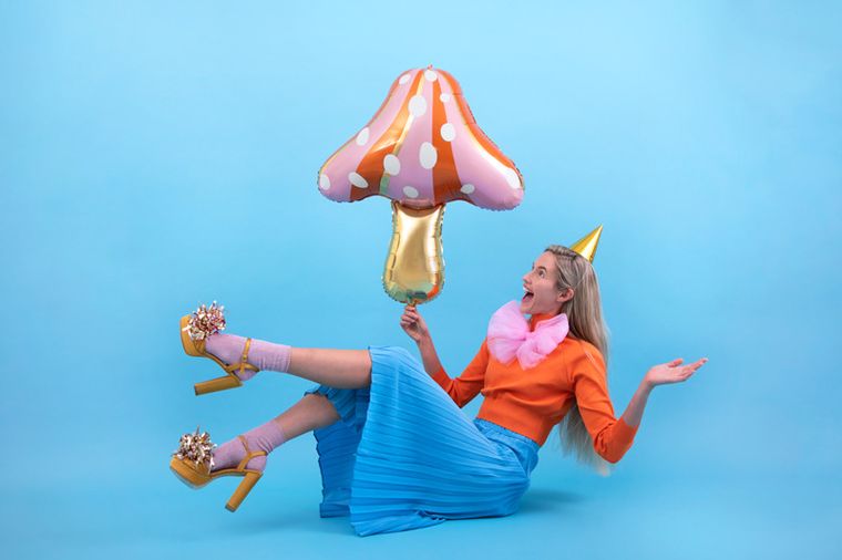 PartyDeco, balon foliowy, grzybek, 66-75 cm