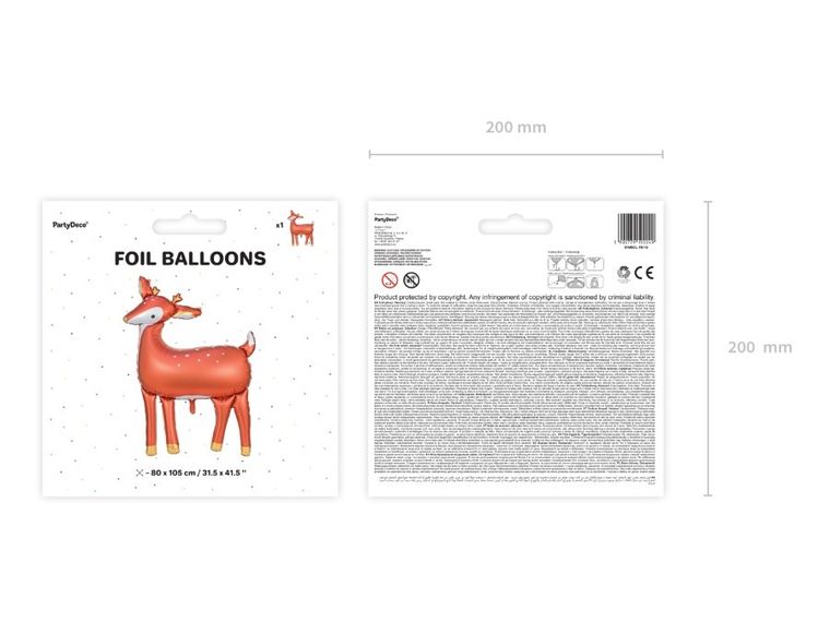 PartyDeco, balon foliowy, jelonek, 80-105 cm