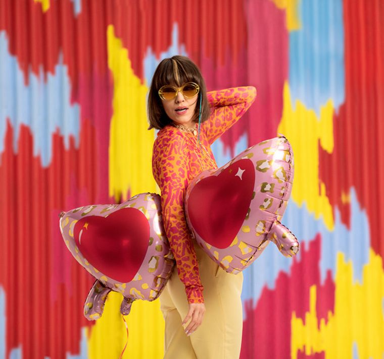 PartyDeco, balon foliowy okulary serca, 115,5-52 cm, mix, 1 szt.