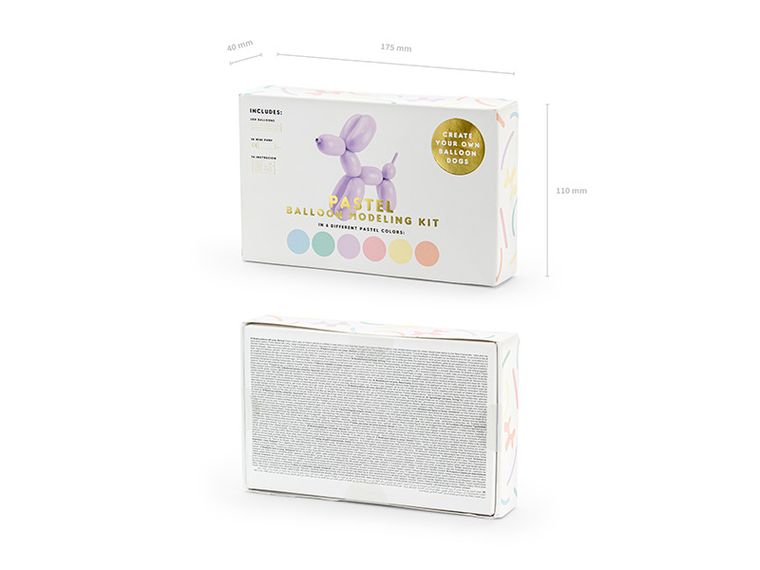 PartyDeco, balony modeliny pastelowe 130 cm, z pompką, mix, 30 szt.