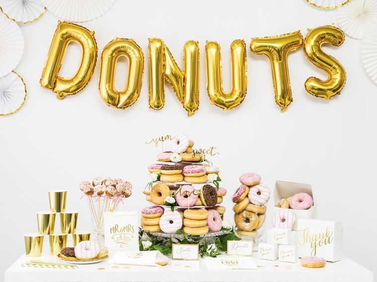 PartyDeco, dekoracyjna organza z nadrukiem, biała