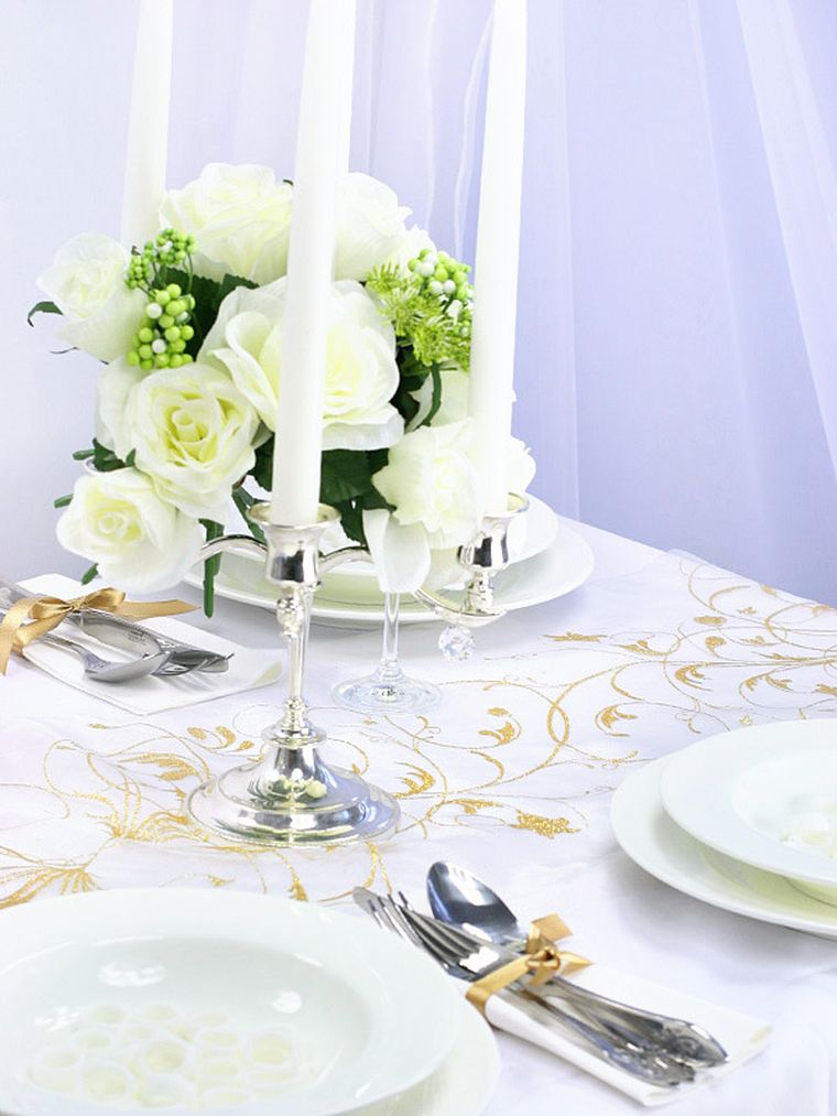 PartyDeco, dekoracyjna organza z nadrukiem, kremowa, 0,36-9 m