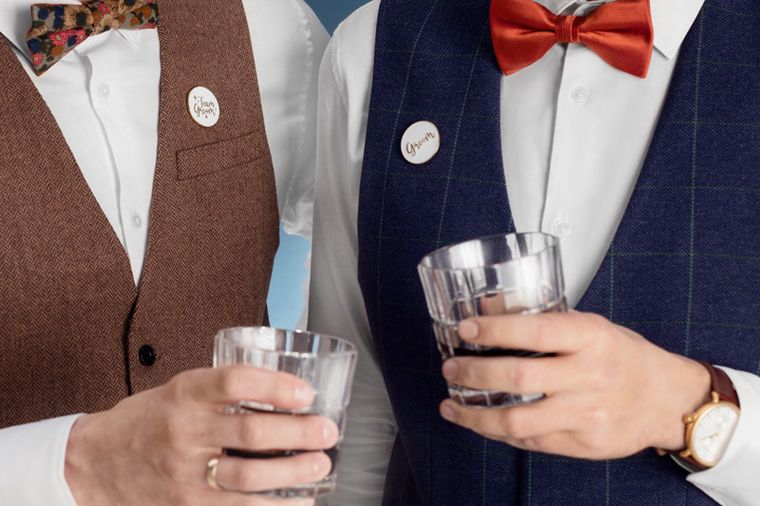 PartyDeco, kartka z pinem Groom, 10.5-15 cm, 1 szt.