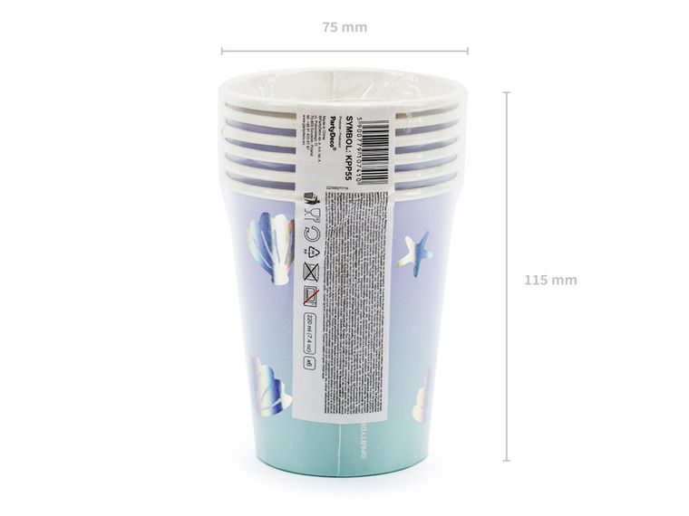 PartyDeco, kubeczki Narwal, mix, 220 ml, 6 szt.