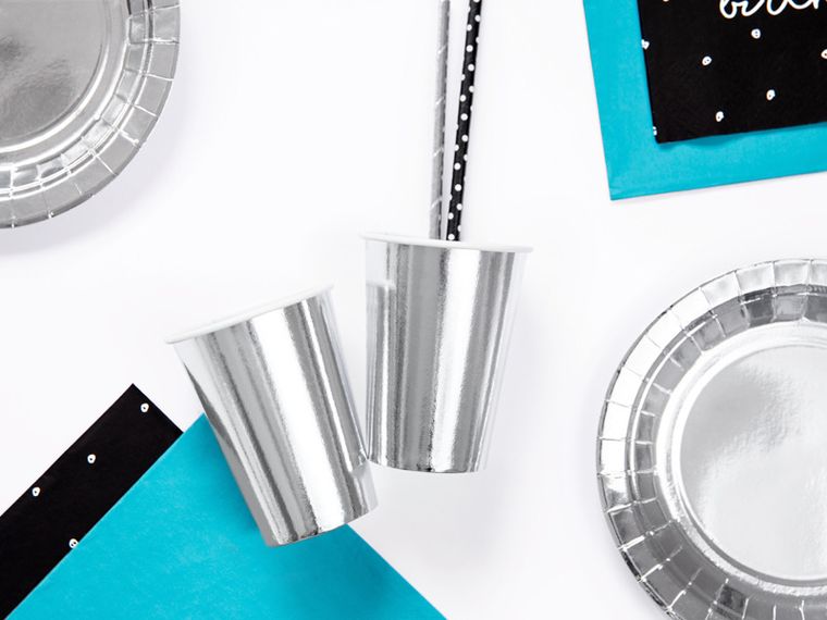 PartyDeco, kubeczki, srebrny, 220 ml, 6 szt.