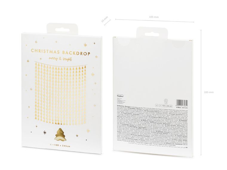 PartyDeco, kurtyna, Choinki, złoty, 100-245 cm, 1 szt.