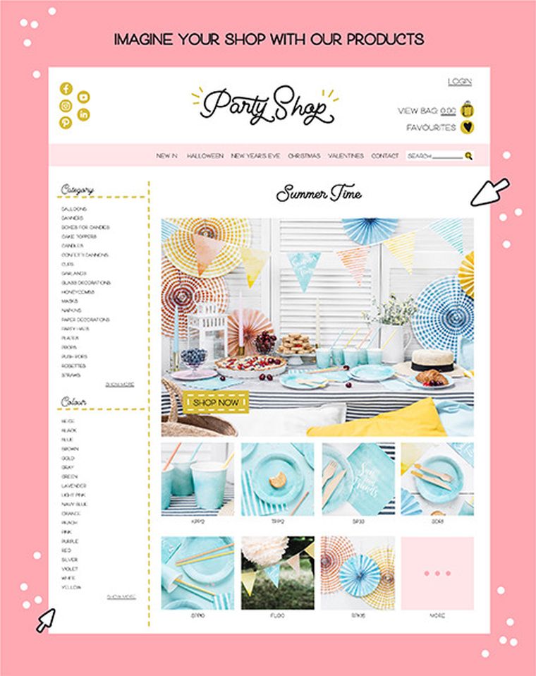 PartyDeco, Lato, słomki papierowe, summer time, 19,5 cm, 10 szt.