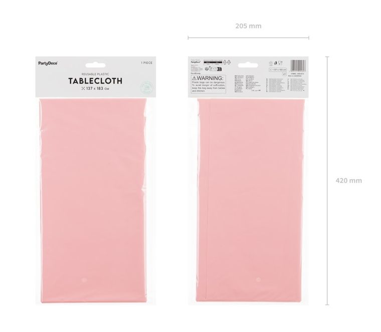 PartyDeco, obrus, jasny różowy, 137-183 cm