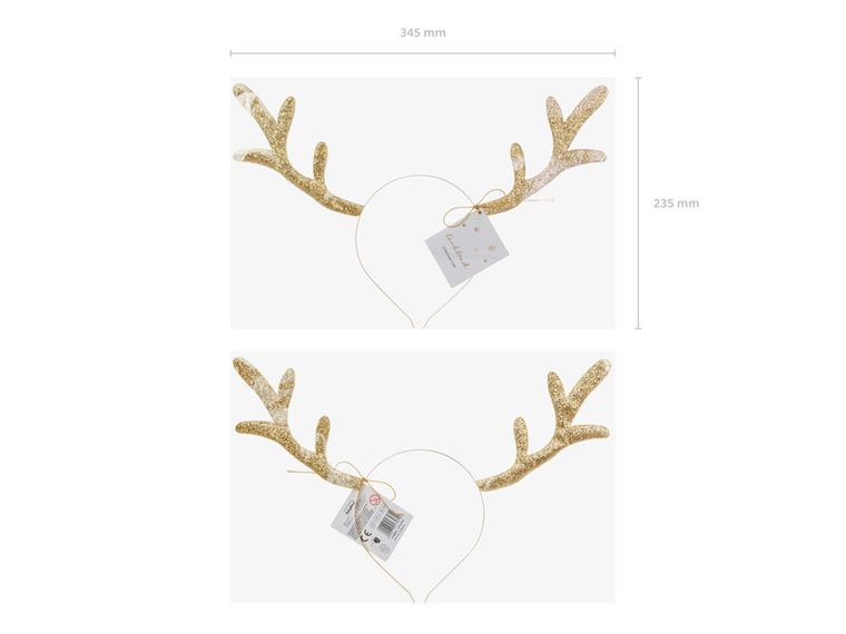 PartyDeco, opaska Renifer, złoty, 34.5-22 cm, 1 szt.