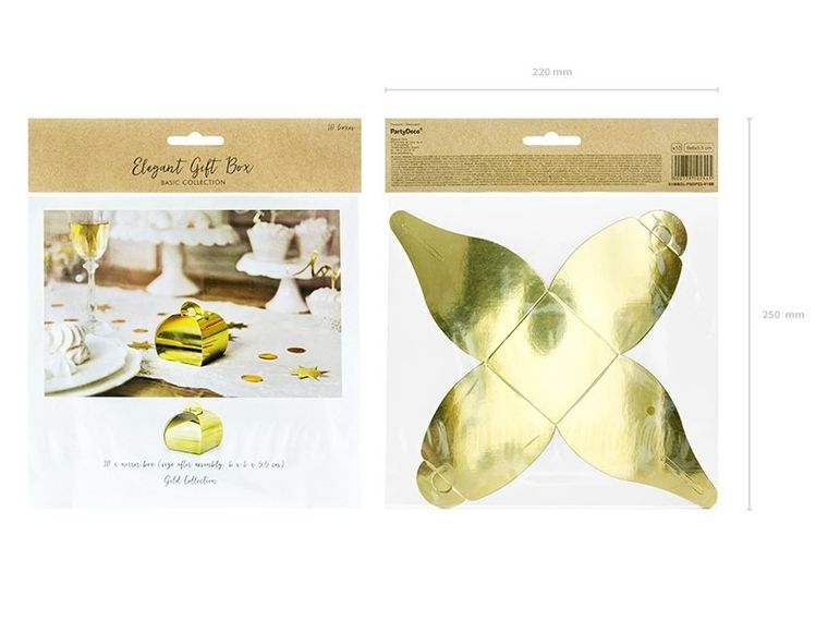 PartyDeco, ozdobne pudełeczka, złoty, 10 szt.