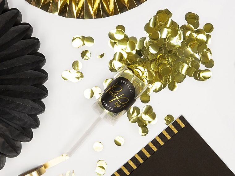 PartyDeco, push pop konfetti, złoty