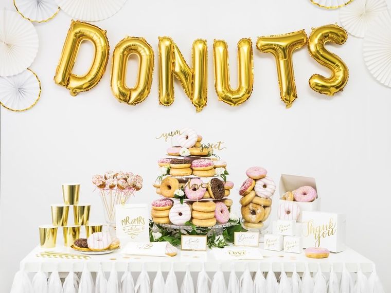 PartyDeco, stojaki na winietki serca, złoty, 2,5 cm, 10 szt.