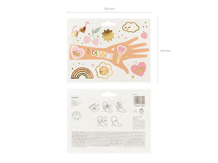 PartyDeco, tatuaże zmywalne Stokrotki, mix, 14 szt.