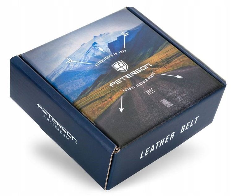 Pasek męski, brązowy, skórzany, Peterson
