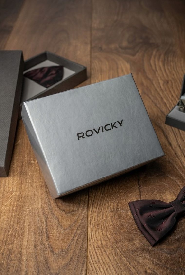 Pasek męski, czarny, skórzany, Rovicky