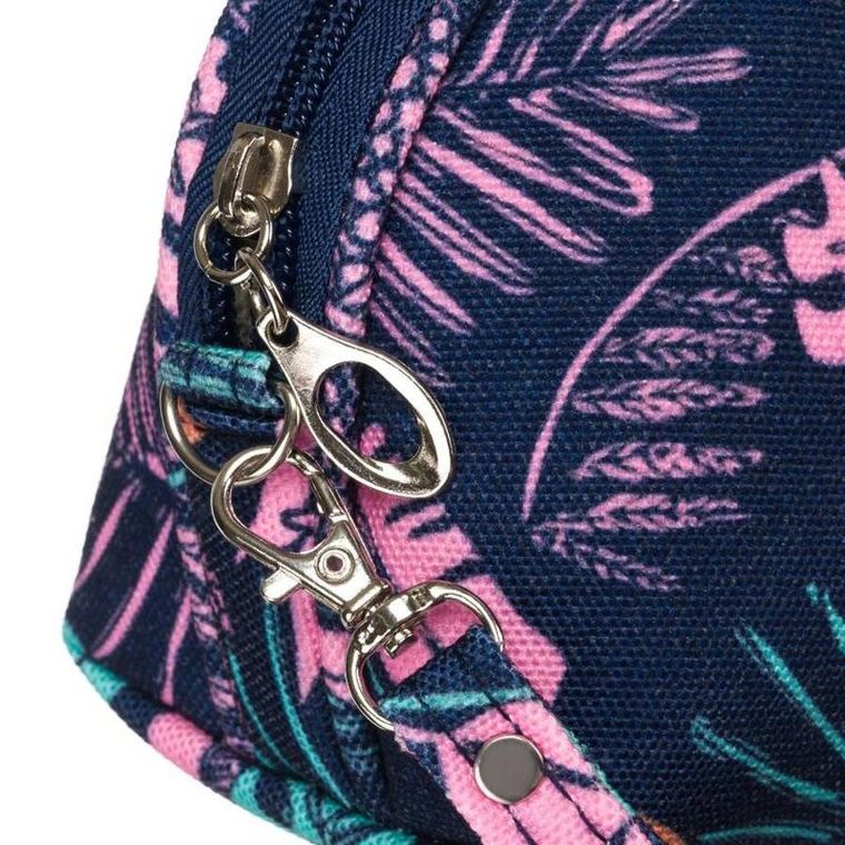 Peterson, kosmetyczka, 1-komorowa, granatowa z botanicznym wzorem