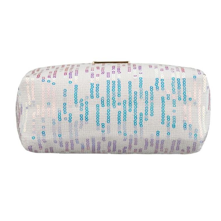 Peterson, kosmetyczka prostokątna, cekinowa, biała