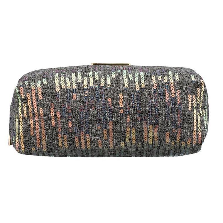 Peterson, kosmetyczka prostokątna, cekinowa, szara