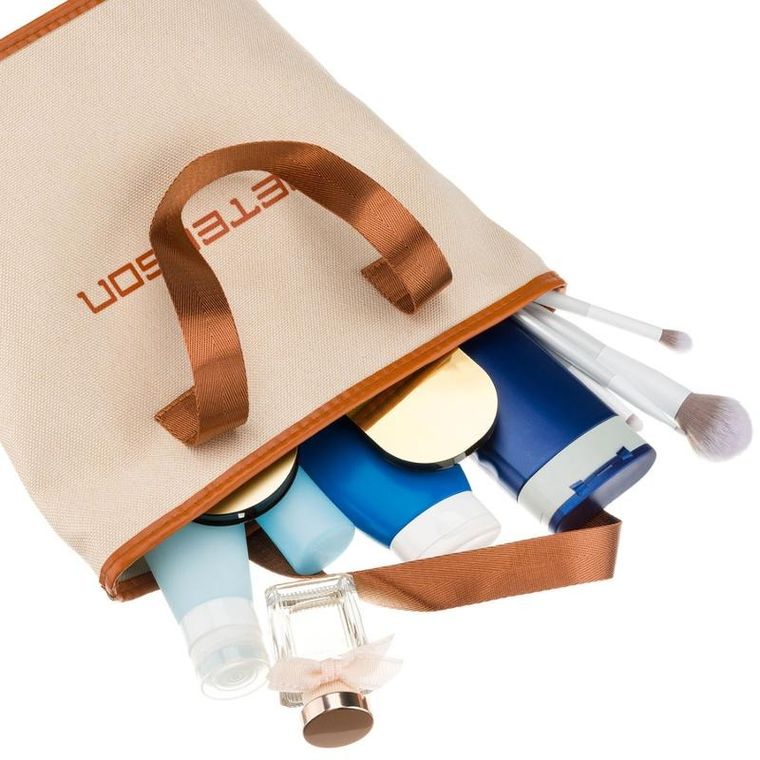 Peterson, kosmetyczka torba, tkanina syntetyczna, beżowo-brązowa