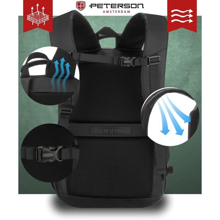 Peterson, plecak podróżny, czarny