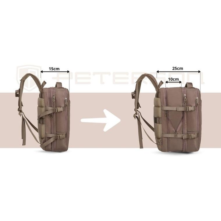 Peterson, plecak podróżny z portem USB, beżowy