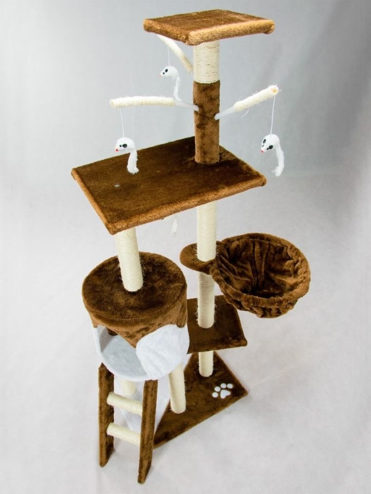 Pethaus, DR-204, drapak, domek dla kota, 138 cm, brązowo-biały