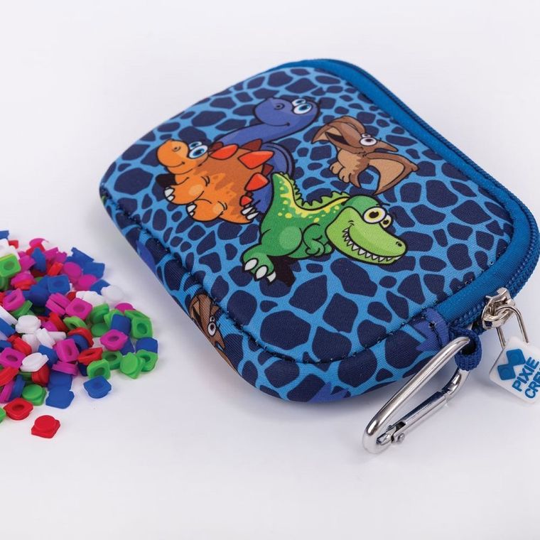 Pixie Crew, Dinozaury, saszetka, kosmetyczka, niebieski panel