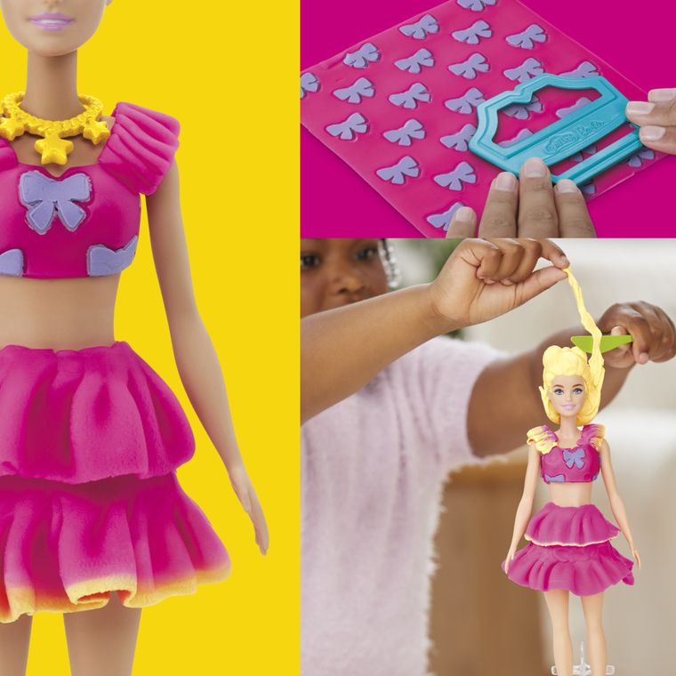 Play-Doh, Barbie Projektantka, Falbanki i kokardki, zestaw kreatywny z lalką