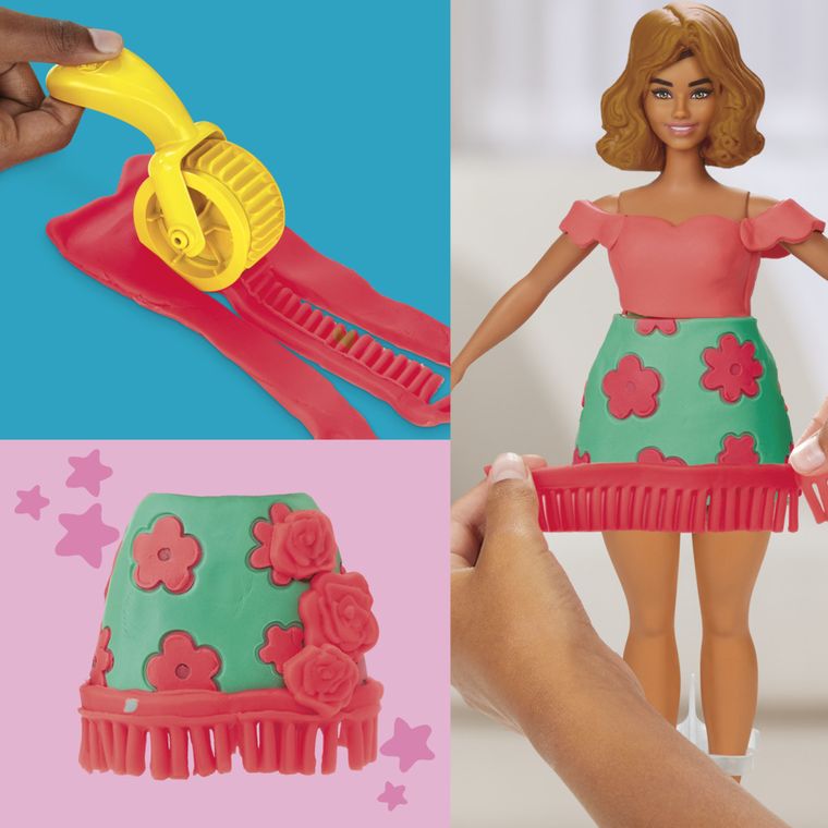 Play-Doh, Barbie Projektantka, Kwiaty i frędzle, zestaw kreatywny z lalką