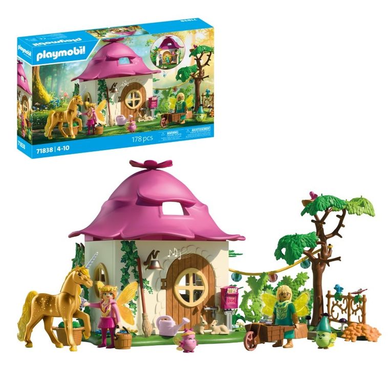 Playmobil, Princess Magic, Przytulny dom wróżek i złoty jednorożec, 71838